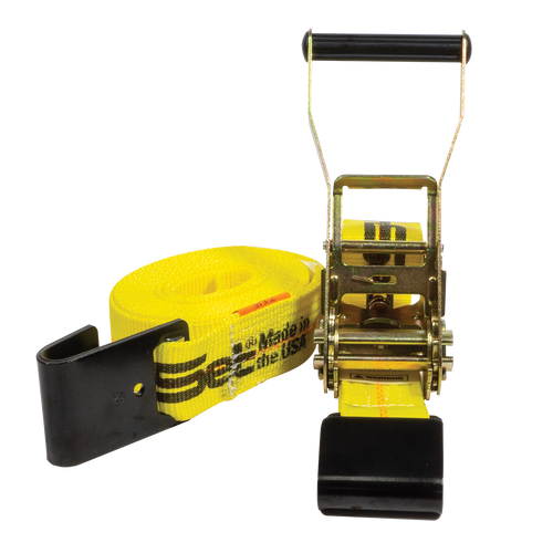 HD-15FT --- Heavy Duty Tie Down Strap with Ratchet - Flat Hook End Fittings - 2" x 15'
